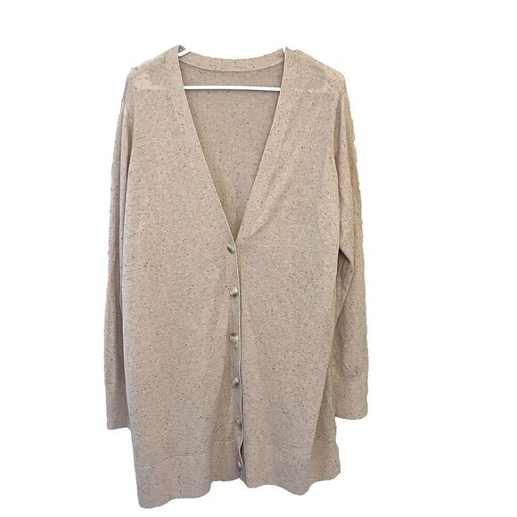 Ann Taylor Pink Oatmeal Cardigan Sweater Long XL Lyocell Classic Casual Comfort - Picture 1 of 8